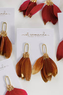 Caramel Gold Dipped Feathers Statement Earrings St Armands Designs of Sarasota