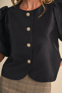 CROPPED SATIN FINISH BUTTON UP TOP MTP5230 &MERCI