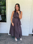 Espresso Stripe Midi Dress Entro