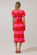 Lolli Stripe Senidy Puff Sleeve Midi Dress Sugarlips