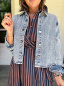 The Perfect Layer Cropped Denim Button-Down Risen