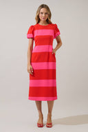 Lolli Stripe Senidy Puff Sleeve Midi Dress Sugarlips