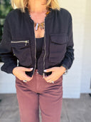 The Cool Factor Black Tencel Bomber Jacket Risen