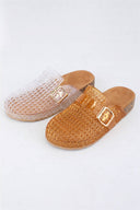 BETWEEN-5 JELLY WEAVE BUCKLE MULES CCOCCI