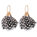 Spotted Feather Statement Tassel Earrings