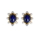 Blue Lapis and Pearl Oval Stud Earrings St Armands Designs of Sarasota