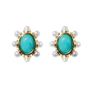 Turquoise and Pearl Oval Stud Earrings St Armands Designs of Sarasota