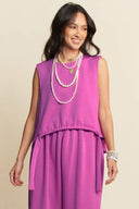 Crewneck Cinch-Tie Top & Pants Set Davi & Dani