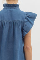 Ruffled Romance Light Denim Top