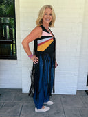 The Sunset Social Colorblock Fringe Vest Saints & Hearts