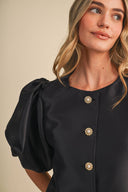 CROPPED SATIN FINISH BUTTON UP TOP MTP5230 &MERCI