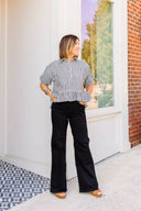 Black High Rise Twisted Seam Wide Jean - Laundry Dae