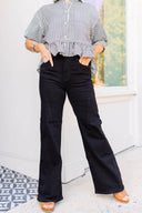 Black High Rise Twisted Seam Wide Jean - Laundry Dae