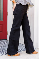 Black High Rise Twisted Seam Wide Jean - Laundry Dae