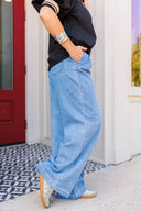 Light Wash Pleated Denim - Laundry Dae