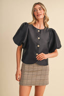 CROPPED SATIN FINISH BUTTON UP TOP MTP5230 &MERCI