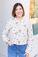 Velvet floral jacket.