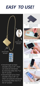 Clip & Go Crossbody Phone Strap w/ Pouch - Metal Chain