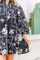 Inked Petals Mini Dress