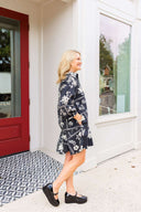Inked Petals Mini Dress