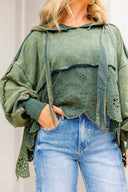 Washed Terry Eyelet Sweatshirt