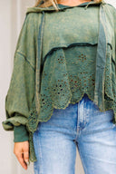 Washed Terry Eyelet Sweatshirt