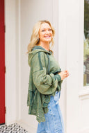 Washed Terry Eyelet Sweatshirt