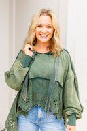 Washed Terry Eyelet Sweatshirt