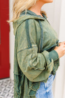 Washed Terry Eyelet Sweatshirt