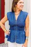 Denim Zip Top