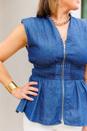 Denim Zip Top