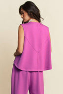 Crewneck Cinch-Tie Top & Pants Set Davi & Dani