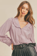 RUFFLE COLLAR BUTTON DOWN TOP MTP1699 &MERCI