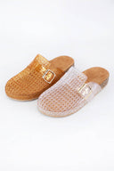 BETWEEN-5 JELLY WEAVE BUCKLE MULES CCOCCI