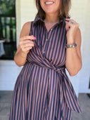 Espresso Stripe Midi Dress Entro