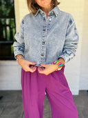 The Perfect Layer Cropped Denim Button-Down Risen