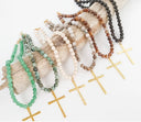 Black Beaded Necklace w/ Gold Cross