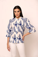 Blue & White Floral Blouse