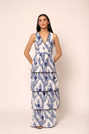 Blue Floral Tiered Maxi Dress