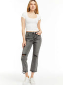 tractr Button Me Up High Rise Crop Jeans