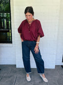 The Plot Twist Textured Barrel Jeans | Risen Risen