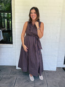 Espresso Stripe Midi Dress Entro