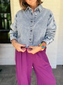 The Perfect Layer Cropped Denim Button-Down Risen