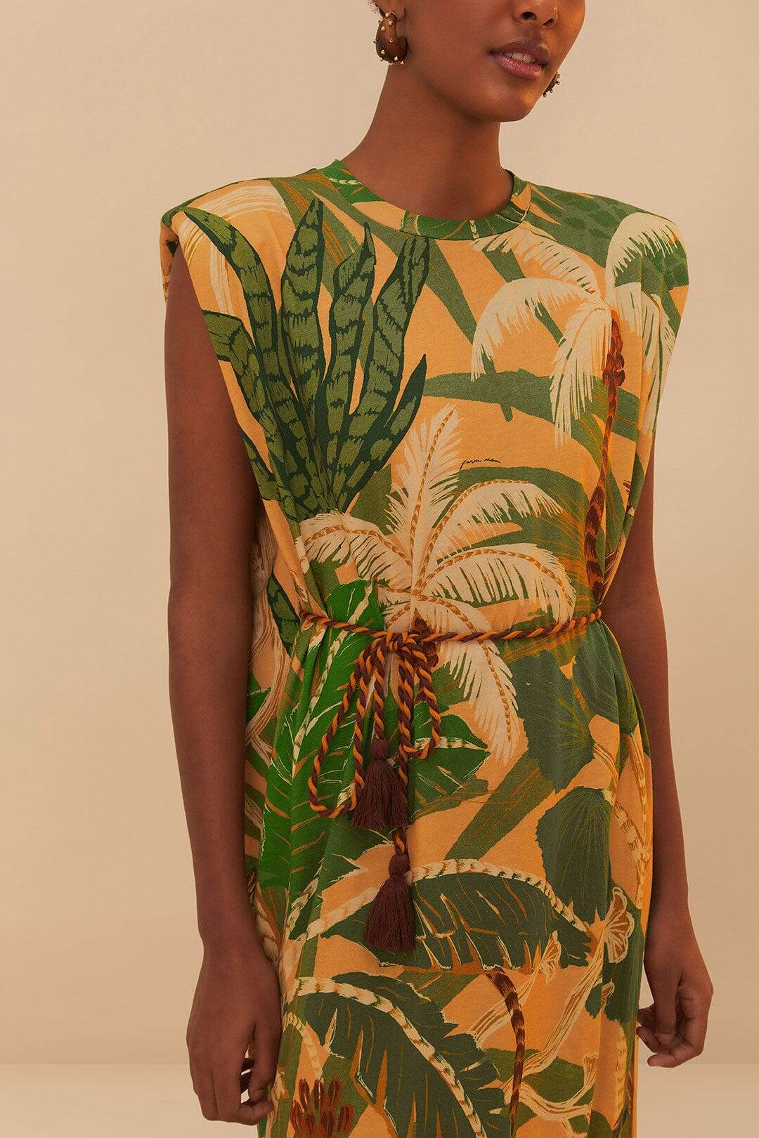 Beige Tropical Isla Padded Shoulders Midi Dress Laundry Dae Beige Tropical Isla Padded Shoulders Midi Dress Laundry Dae