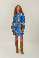 Blue Surreal Flowers Wrap Mini Dress - Laundry Dae