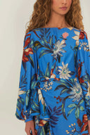 Blue Surreal Flowers Wrap Mini Dress