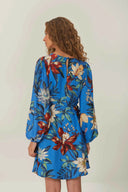 Blue Surreal Flowers Wrap Mini Dress - Laundry Dae