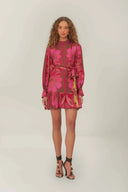 Pink Floral Glam Scarf Mini Dress