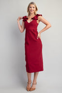 Crimson Charm Midi Dress