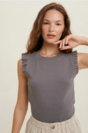 Flutter Sleeve Tee - Charcoal